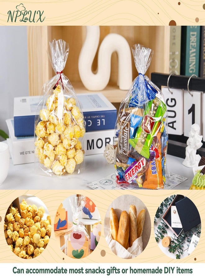 NPLUX 100 Pack Cellophane Bags Clear Flat bottom Cellophane Treat Bags Gusseted with 100 Pack Twist Ties for Candy Popcorn Cookie Small Gift Wrapping(5x8x2 Inches) - Image 5